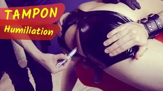 Tampon in his behind after hard pegging... you won't spunk this time!!
