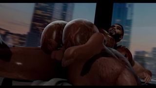 Enormous Tit Red-head Gets Her Boobies Blown and Butt-hole Railed