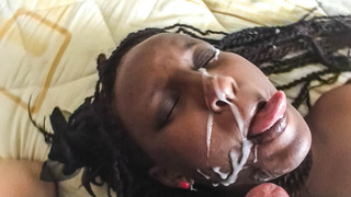 Ebony Amatuer Messy Cumshot after Anal In Fake Job Interview by Giant WHITE SCHLONG