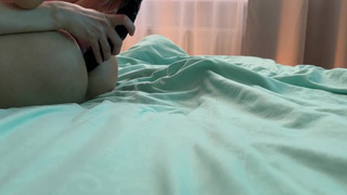 my stepsister fuck a ebony dildo her anal on my bed