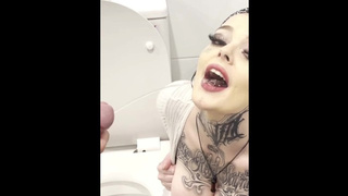 Toilet piss bitch gets all her holes filled