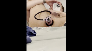 Extreme Tight anal pump, electric suction prolapse gaping attempting