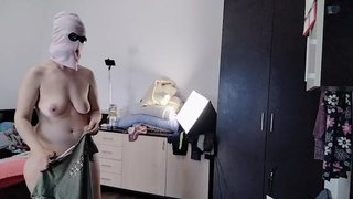 Amateurs wifey has fun trying on clothes and cutting them. Amatuer ex-wife dances naked around the house.