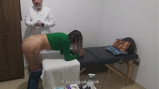 Real examination of anal touch in a woman by the Proctologist.