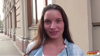 GERMAN SCOUT - Tiny blonde Teeny Anita B with Fit Body Pick Up for no condom Casting Anal Fuck