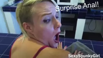 Anal Surprise ; Butt Hammered while Cleaning the Kitchen - Fine Spunky Bitch