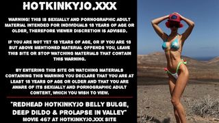 Red-Head Hotkinkyjo Belly Bulge, Deep Dildo & Prolapse in Rocky Valley