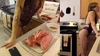 Lonely Lady Makes Ribs for Daddy and Gets Boned - SOUNDING SQUIRT AT END