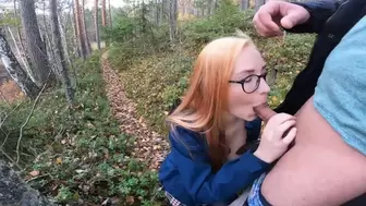 RED-HEAD sweetie chick slammed in the forest by random lover