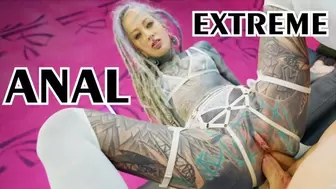 Extreme TATTOO DAP action - 2 monstrous rods in 1 BOOTY - anal gapes, squirt, ATM, prolapse
